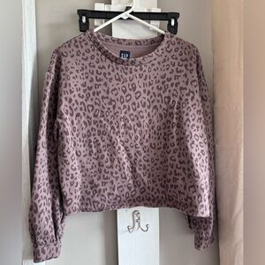 Gap leopard crop sweatshirt